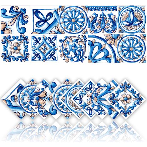 Lot de 20 films autocollants décoratifs pour carrelage 15x15 cm pour murs et meubles de cuisine et salle de bain (1/5)