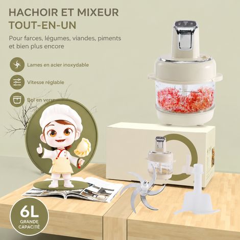Hachoir à viande et pétrin tout-en-un 500W grande capacité 6L 4 kg 200 4 kg – Livraison gratuite