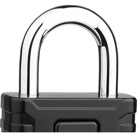 Cadenas de sécurité à combinaison réinitialisable à 4 chiffres, en acier inoxydable noir, pour armoire ou boîte à outils (1/5)