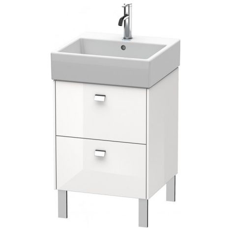 Duravit Meuble sous-lavabo Brioso 48,4 x 45,9 cm, 2 tiroirs, avec découpe pour siphon et tablier, pour lavabo Vero Air 23505050, Couleur (avant/corps): Décor blanc lustré, poignée chromée - BR443201022