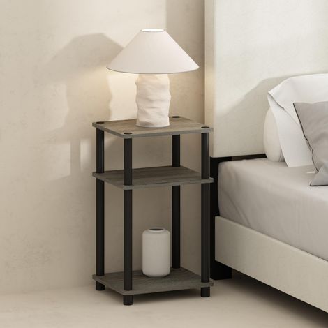Table de Chevet, Table de Nuit à 3 Niveaux Turn-N-Tube, Table de Chevet sans Outil, Table d'appoint avec Rangement Ouvert pour Chambre ou Salon, chêne français (1/5)