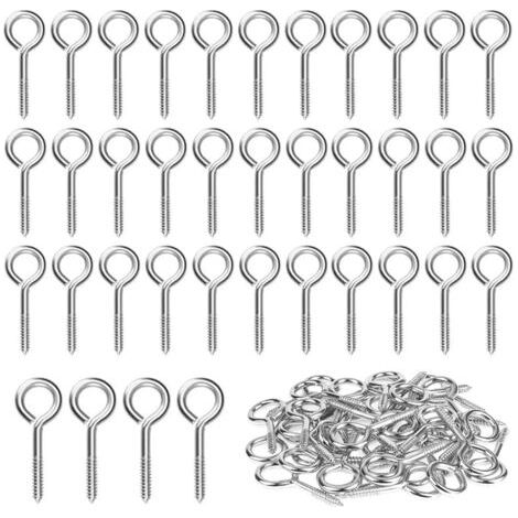 Pair - Piton à visser M3 en acier inoxydable 304 – Lot de 40 pièces – Longueur 40mm – Charge sécurisée jusqu'à 8kg – Pour fixation et accroche (1/5)