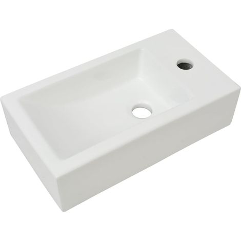 Lavabo da bagno con foro per rubinetto 46 x 25,5 cm ceramica bianca 020002530
