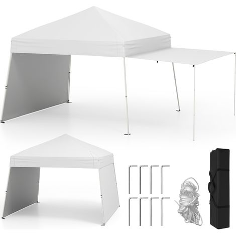 Tenda gazebo con pareti laterali convertibili in tenda da sole, Rifugio solare da esterno pieghevole Bianco (1/5)