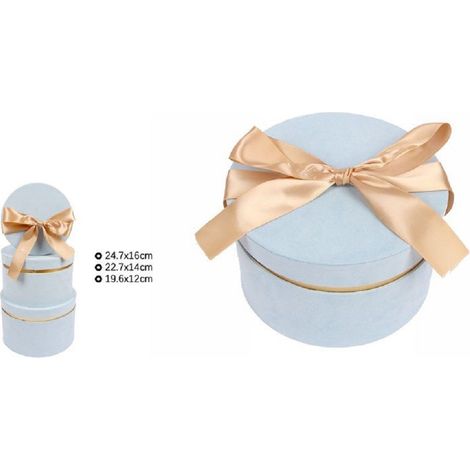 Trade Shop - SET 3 PZ SCATOLA BOX REGAL MASSNAHMEN MATRIOSKA ROTONDE AZZURRO 71943 -