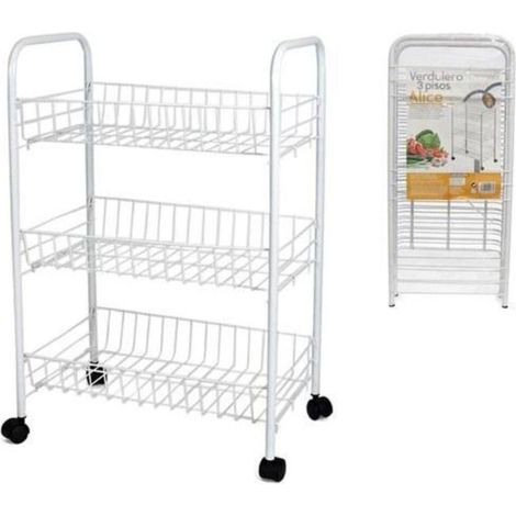 verdulero carro auxiliar alice 3 pisos metal blanco 26x40x62