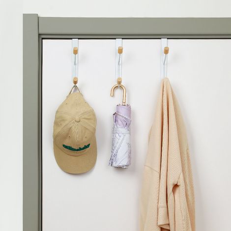 Juego de 3 ganchos blancos para puerta de dormitorio, gancho para puerta, perchero para puerta para colgar abrigos, sombreros, batas, toallas (blanco) (1/5)