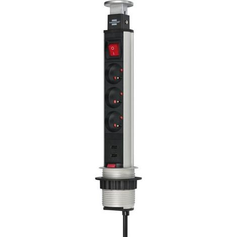 BRENNENSTUHL Bloc multiprise Tower Power escamotable avec interrupteur (1/4)