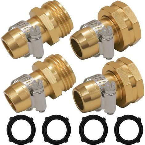 Connecteur de réparation de tuyau d'arrosage avec pinces, adapté pour raccord de tuyau d'arrosage 3/4" ou 5/8", lot de 2 (1/5)