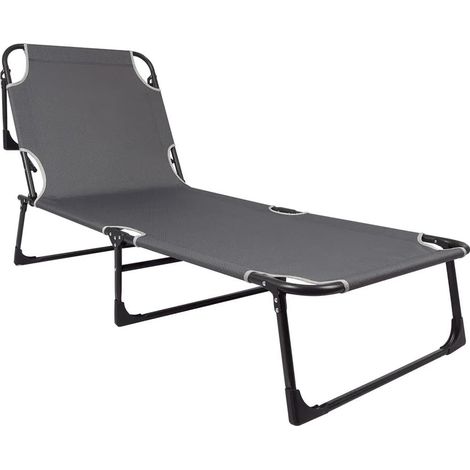 Chaise Longue avec Dossier et Coussin de Jardin – Chaise Longue Ergonomique – 173 x 56 cm – Gris (1/5)