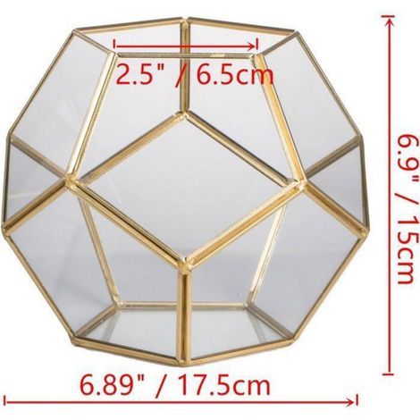 Pot À Plantes - Laiton Doré - Forme Géométrique Pentagone - Pour Plantes Grasses Et Fougères - Unité (1/5)