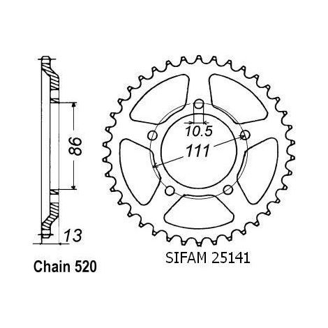 Couronne de transmission Sifam pour moto Gilera 600 Nord west