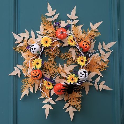 Halloween-Erntedankkranz, Ahornblattkranz, Geisterkürbiskranz, Weinrebenkranz, Erntedankkranz (1/3)