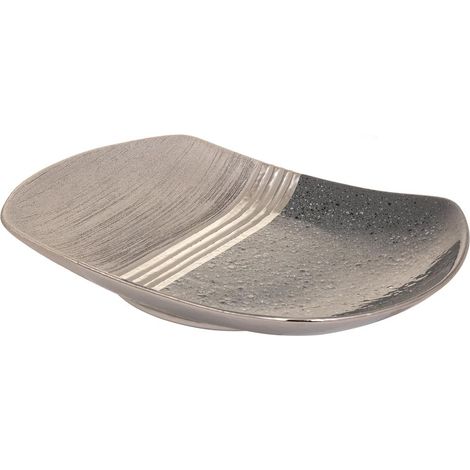 Centro de mesa de cerámica plateado 38x27x6 cm (1/5)