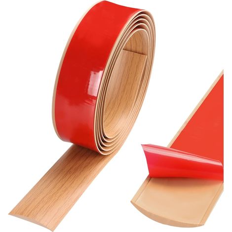 Barre de Seuil Autoadhésive, 4m x 4cm, PVC, Grain de Bois Chêne Jaune, Seuil de Porte Profil de Transition (1/5)