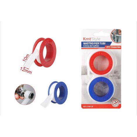 2 Pezzi Nastro in Teflon Sigillante PTFE 12mm x 10MT per Riparazioni Idrauliche (1/3)
