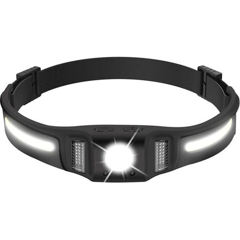 Linterna frontal LED recargable de 650 lúmenes con luz roja, sensor de movimiento, 10 modos de iluminación, linterna frontal COB ultra potente de 270°. (1/5)