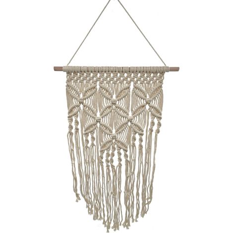 Makramee Wandbehang beige - 80 x 40 cm - Boho Chic Wand Teppich Tür Fenster Begang