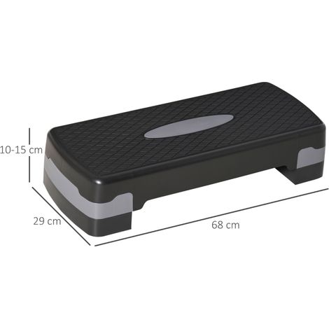 Step d’aérobic réglable 10/15 cm, antidérapant, charge max. 150 kg, noir et gris HAVRYA (1/4)