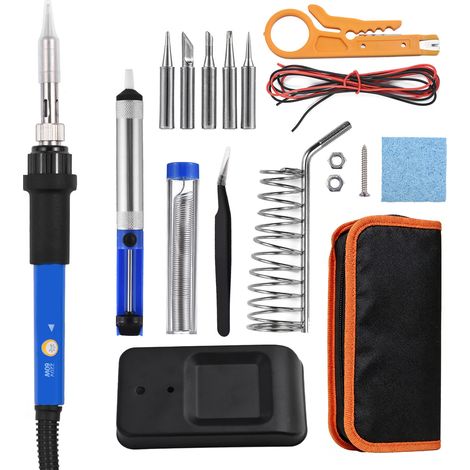 Kit de soldador portátil de 60 W, temperatura ajustable, soldador eléctrico tipo lápiz, kit de 15 piezas, herramienta de soldadura (1/5)