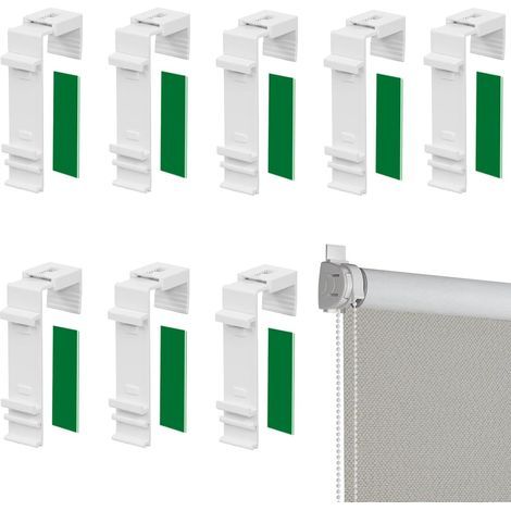 CCYKXA 8-Piece Long Clamp Bracket Set, Long Clamp Bracket for Double Roller Blinds, Separate Blind Fixing without Drilling, Pleated Clamp Brackets, for Duo Roller Blinds and Venetian Blinds