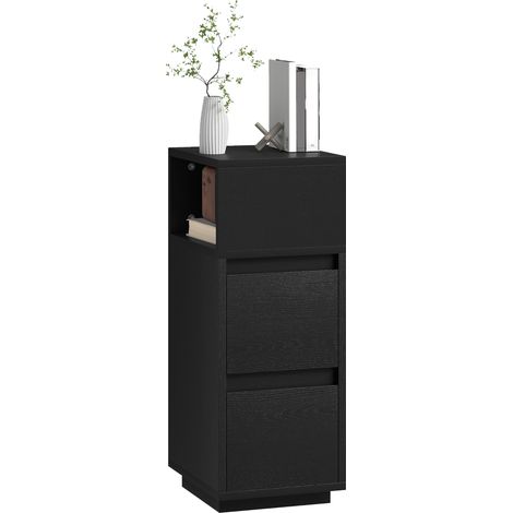 HOMCOM Slim Bedside Table, Bedside Cabinet with Open Shelf and 2 Drawers (1/5)