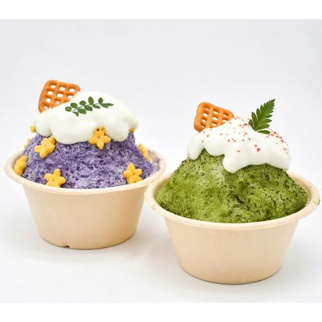 Gobelet jetable en pulpe pour dessert glacé, avec couvercle dôme