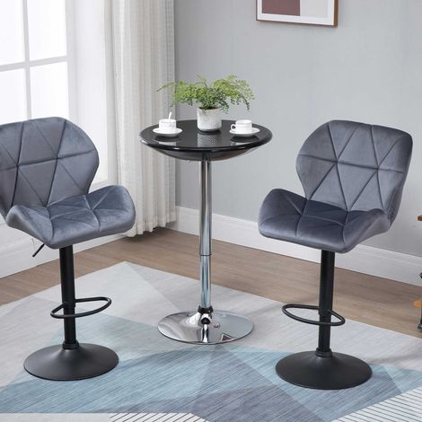 Table de bar ronde avec plateau pivotant. Hauteur réglable par vérin à gaz et piètement en acier. 61 x 76-97 cm. Noire.