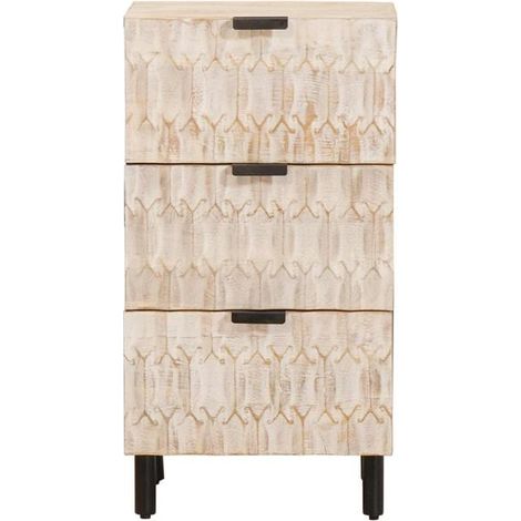 Meuble de Rangement avec Tiroirs, Buffet Bas Blanc Effet Bois Lavé, 40 x 33 x 75 cm, Armoire de Cuisine et Salon (1/5)
