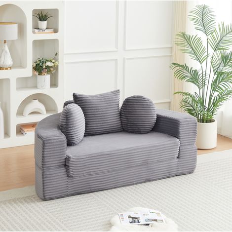 Canapé convertible 4 en 1 180x92x84 cm velours côtelé gris pour petit espace - CHICFURN (1/5)
