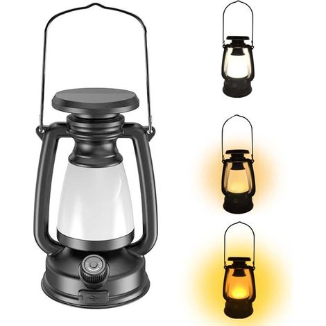 Thijox Retro-LED-Solar-Campinglampe für den Außenbereich Wiederaufladbare mobile Lampe 3 Helligkeitsmodi einstellbar Weißes Licht Gelbes Licht (1/5)