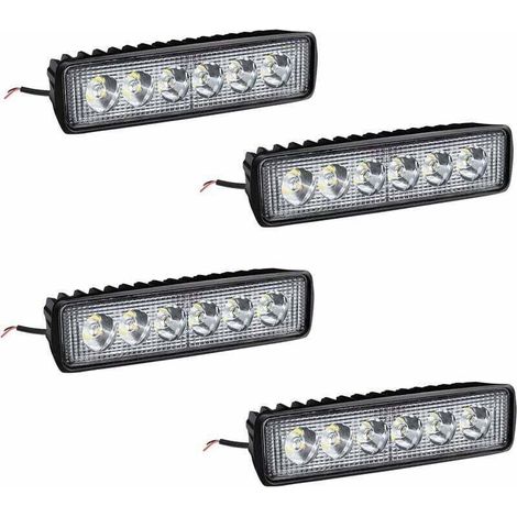 4 X 18W LED phares de travail barre lumineuse phare de travail - LED feux auxiliaires IP67 aluminium pour réflecteur tracteur agricole tout terrain-Fei Yu (1/4)