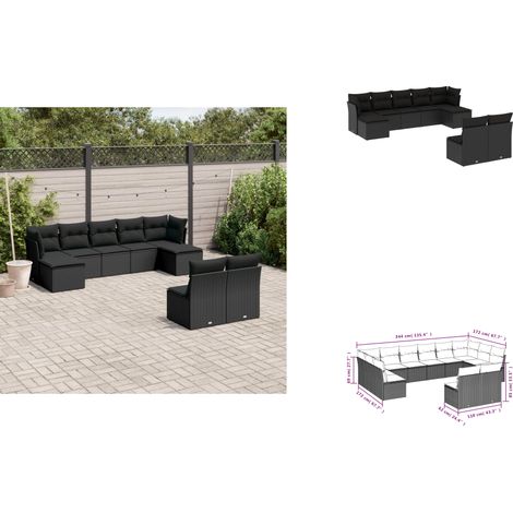 Salon de jardin 9 pcs avec coussins noir résine tressée - Salon De Jardin - Canapé Extérieur - Ensemble Salon De Jardin - Meuble De Jardin - Mobilier De Jardin (1/3)