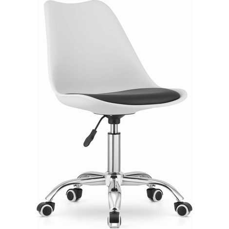 Silla giratoria ALBA - silla de oficina moderna - blanco, cromo y negro