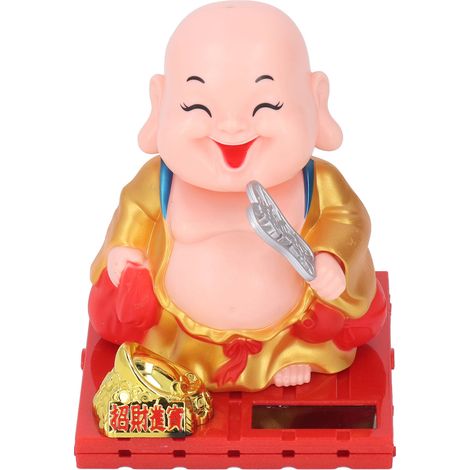 Solar-Mönch-Dekoration, Buddha-Figur mit zitternder Hand, für Auto, Heimdekoration, L, Gold (1/5)