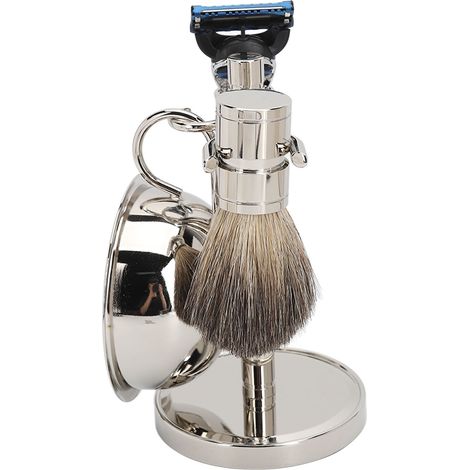 Tondeuse à barbe pour homme en acier inoxydable, robuste, stable et élégante, brosse de rasage portable pour salon de coiffure et domicile. (1/5)