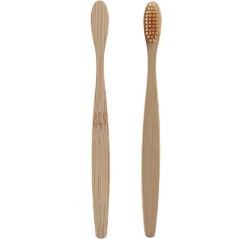 Lot 8 brosses à dents en bambou beige, soie souple, nettoyage des gencives, durables et écologiques (1/5)