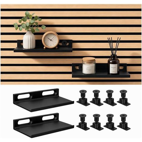 Acoustic Panel Shelves, Decoration, Plants, Acoustic Panels Screws, Black Acoustic Panel Accessories, Bedroom, Office (15 x 9 cm) (1/5)