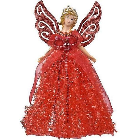 Mini pendentif ange princesse aux ailes argentées pour sapin de Noël, décoration pour la maison, rouge (1/5)