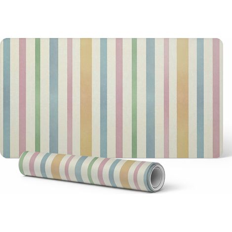 Alfombrilla protectora antideslizante para escritorio con estampado de rayas pastel, 100x50 cm.