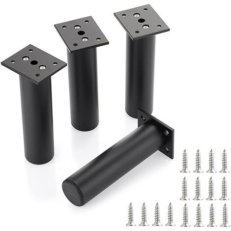 4 Stück Möbelfüße 20cm Höhenverstellbar Tischbeine aus Aluminiumlegierung mit Schrauben Schwarz (1/5)