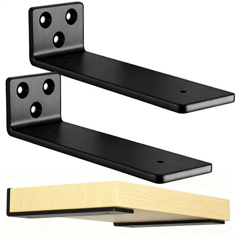 2 Pièces Equerre Etagere Murale 30 Cm, Equerre Charge Lourde, Support Etagere Murale Pour Étagères Ouvertes de Bricolage (Noir). Équerre Étagère avec Vis, Capacité de Charge de 70 Kg (1/5)