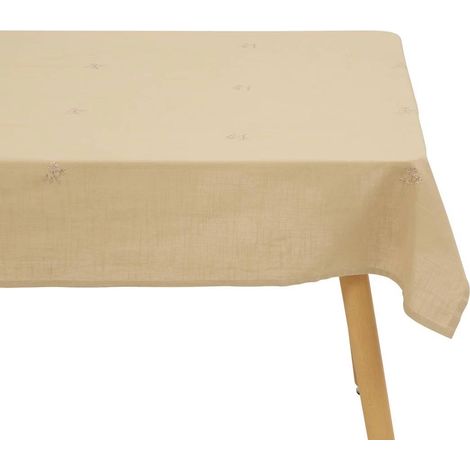 Nappe Brodé en Coton "Joy" 150x250cm Beige (1/3)
