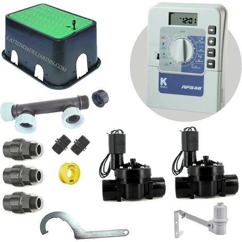Kit Riego Automatico 2 zonas 24V KRain para Tuberia 32mm  Incluye Programador, Electrovalvulas y Accesorios