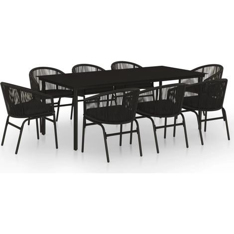 vidaXL Set da Pranzo da Giardino 9 pz Nero (1/5)