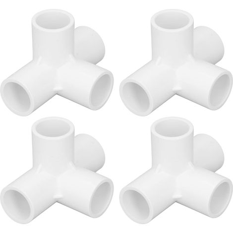 10 Pcs 4 Voies PVC Raccord Coude Tuyau Connecteur 25mm Tuyau Adaptateur Sortie Ensemble Kit pour Meubles Connexion DIY PVC Étagère Structures Serre Cadre(Blanc) (1/5)