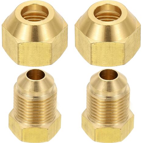 2pcs Raccords de Tube en Laiton, Femelle 1/2" x Mâle 5/8", Apdateur d'Accouplement à 45 Degrés avec Écrou Bride, Raccord Tuyau HVAC Climatisation Plomberie Gaz - 1/4" Flare Female 3/8" Male (1/5)