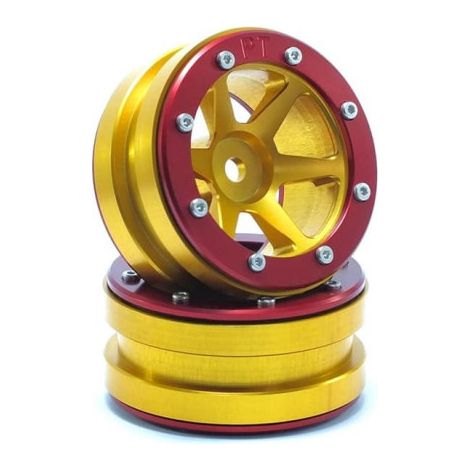 Beadlock Wheels PT- Slingshot Gold/Red 1.9