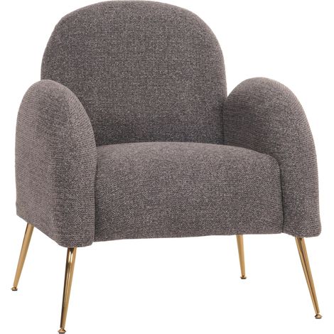 Fauteuil Lounge HWC-N69, Fauteuil Cocktail, Retro Nosagfederung Tissu/Textile Chenille gris foncé (1/5)