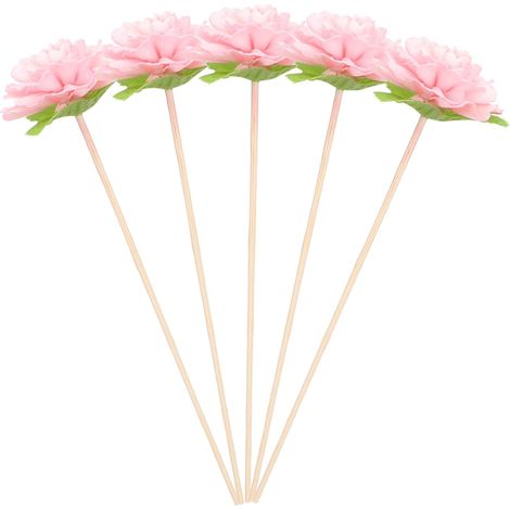 Lot de 5 Bâtonnets Diffuseurs à Roseaux en Rotin Fleurs Artificielles Roses, Accessoire pour Flacon D'arôme, Bâtonnet pour Huile Essentielle, Diffuseur Parfum Ambiance Maison (1/5)